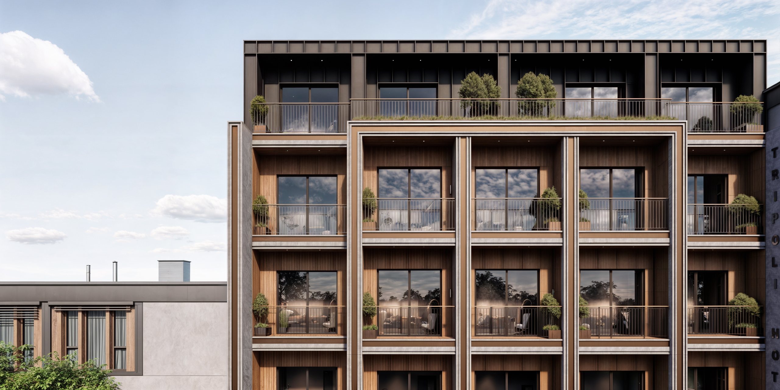 Tripoli Hotel, timber and metal façade proposal
